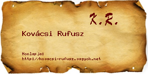 Kovácsi Rufusz névjegykártya